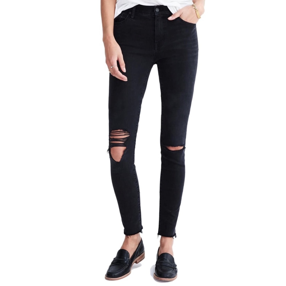 Madewell 9” High Rise Skinny Jean in Black Sea
